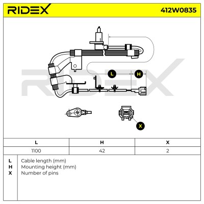 Czujnik ABS RIDEX 412W0835 412W0835 - foto 6