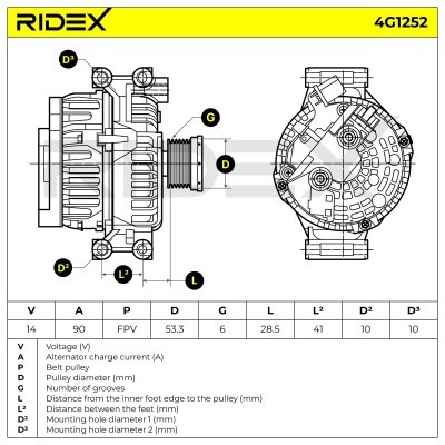 Alternator RIDEX 4G1252 4G1252 - foto 5