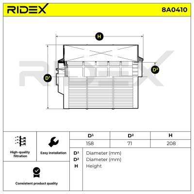 Filtr Powietrza RIDEX 8A0410 8A0410 - foto 6