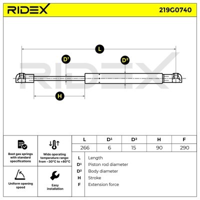 Amortyzator Pokrywy Bagażnika RIDEX 219G0740 219G0740 - foto 6