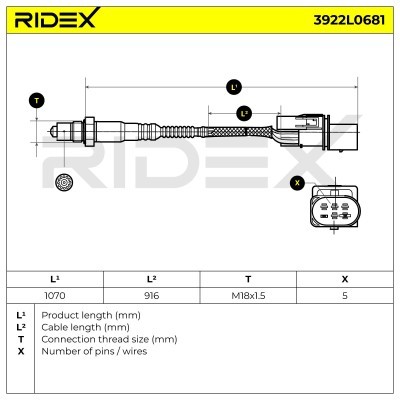 Sonda Lambda RIDEX 3922L0681 3922L0681 - foto 6