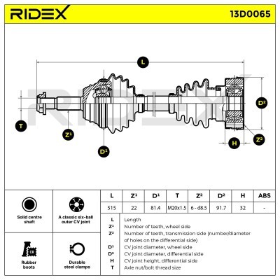 Półoś Napędowa RIDEX 13D0065 13D0065 - foto 6