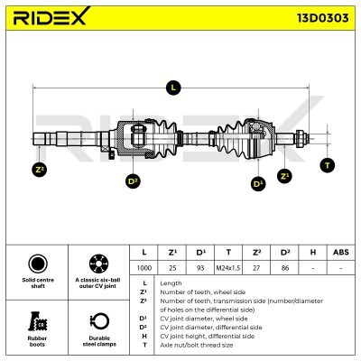 Półoś Napędowa RIDEX 13D0303 13D0303 - foto 6