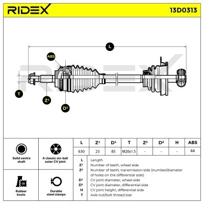 Półoś Napędowa RIDEX 13D0313 13D0313 - foto 5