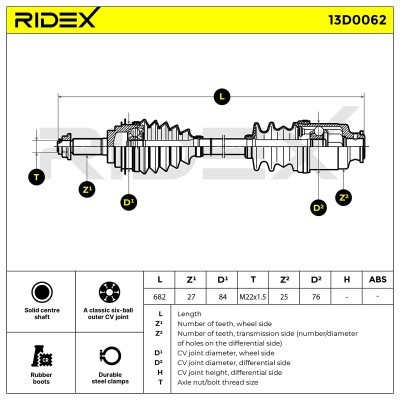 Półoś Napędowa RIDEX 13D0062 13D0062 - foto 8