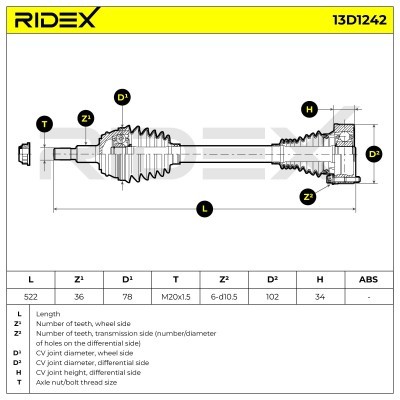 Półoś Napędowa RIDEX 13D1242 13D1242 - foto 7