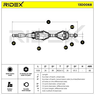 Półoś Napędowa RIDEX 13D0068 13D0068 - foto 8