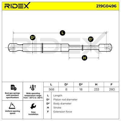 Amortyzator Pokrywy Bagażnika RIDEX 219G0496 219G0496 - foto 6