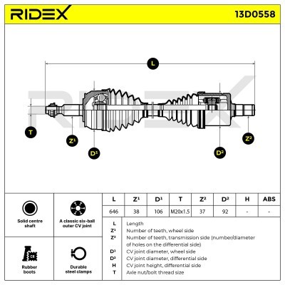 Półoś Napędowa RIDEX 13D0558 13D0558 - foto 7