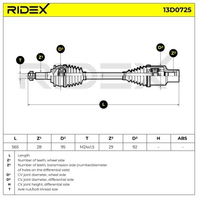 Półoś Napędowa RIDEX 13D0725 13D0725 - foto 7