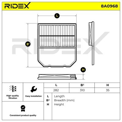 Filtr Powietrza RIDEX 8A0968 8A0968 - foto 5