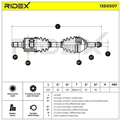 Półoś Napędowa RIDEX 13D0507 13D0507 - foto 7