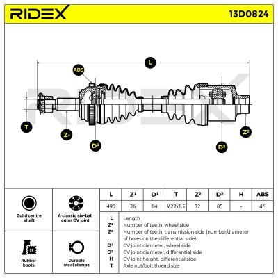 Półoś Napędowa RIDEX 13D0824 13D0824 - foto 7