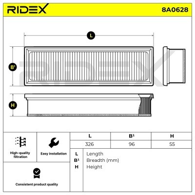 Filtr Powietrza RIDEX 8A0628 8A0628 - foto 6