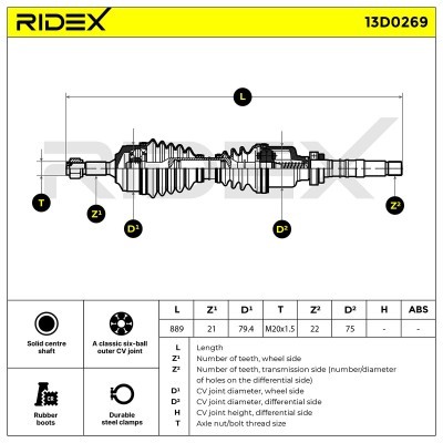 Półoś Napędowa RIDEX 13D0269 13D0269 - foto 7