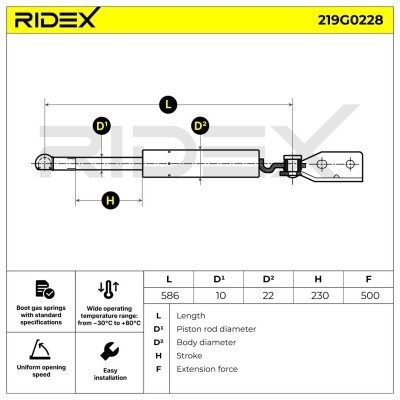 Amortyzator Pokrywy Bagażnika RIDEX 219G0228 219G0228 - foto 9