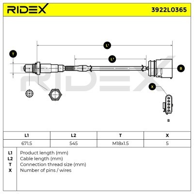 Sonda Lambda RIDEX 3922L0365 3922L0365 - foto 6