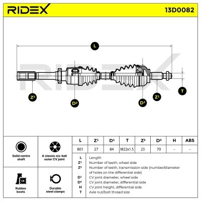 Półoś Napędowa RIDEX 13D0082 13D0082 - foto 7
