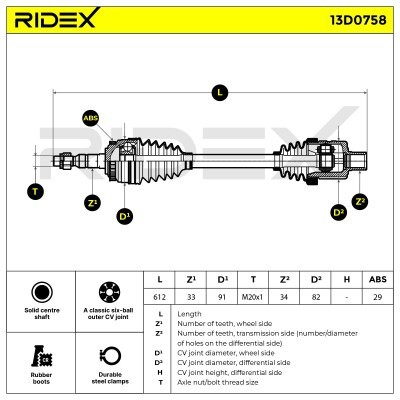 Półoś Napędowa RIDEX 13D0758 13D0758 - foto 7