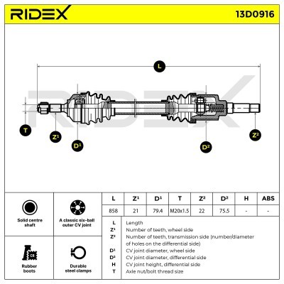 Półoś Napędowa RIDEX 13D0916 13D0916 - foto 7