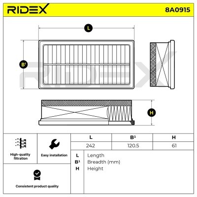 Filtr Powietrza RIDEX 8A0915 8A0915 - foto 6