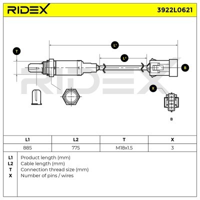 Sonda Lambda RIDEX 3922L0621 3922L0621 - foto 6