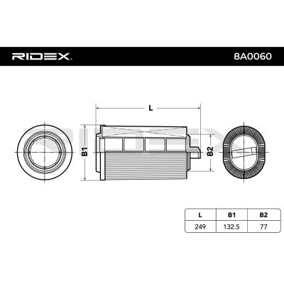 Filtr Powietrza RIDEX 8A0060 8A0060 - foto 2