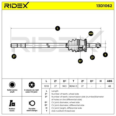Półoś Napędowa RIDEX 13D1062 13D1062 - foto 7