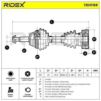 Półoś Napędowa RIDEX 13D0168 13D0168 - foto 4