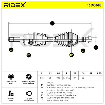 Półoś Napędowa RIDEX 13D0618 13D0618 - foto 8