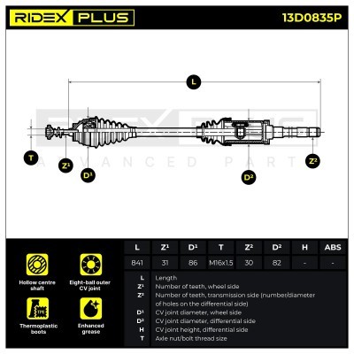 Półoś Napędowa RIDEX 13D0835P 13D0835P - foto 9