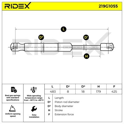 Amortyzator Pokrywy Bagażnika RIDEX 219G1055 219G1055 - foto 6
