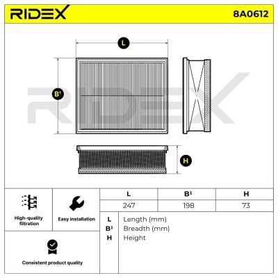 Filtr Powietrza RIDEX 8A0612 8A0612 - foto 6