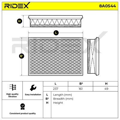 Filtr Powietrza RIDEX 8A0544 8A0544 - foto 6
