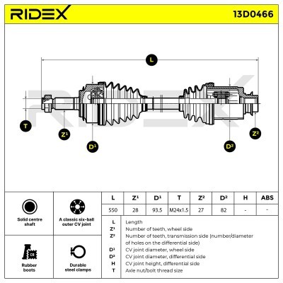 Półoś Napędowa RIDEX 13D0466 13D0466 - foto 7