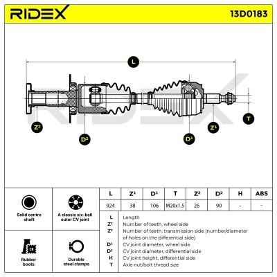 Półoś Napędowa RIDEX 13D0183 13D0183 - foto 4