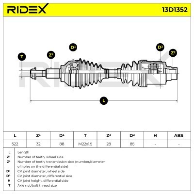 Półoś Napędowa RIDEX 13D1352 13D1352 - foto 7