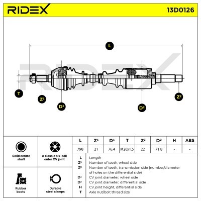 Półoś Napędowa RIDEX 13D0126 13D0126 - foto 7