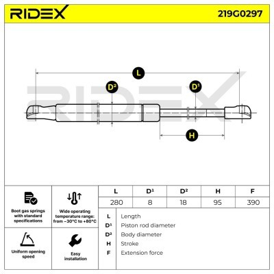 Amortyzator Pokrywy Bagażnika RIDEX 219G0297 219G0297 - foto 7