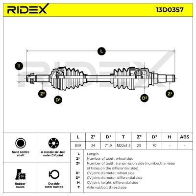 Półoś Napędowa RIDEX 13D0357 13D0357 - foto 7