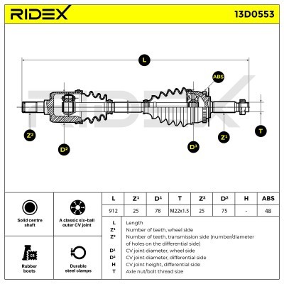 Półoś Napędowa RIDEX 13D0553 13D0553 - foto 6