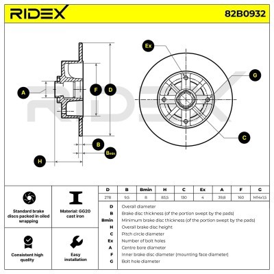 Tarcza hamulcowa RIDEX 82B0932 82B0932 - foto 5