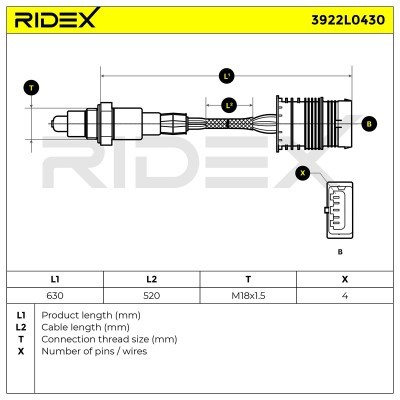 Sonda Lambda RIDEX 3922L0430 3922L0430 - foto 6