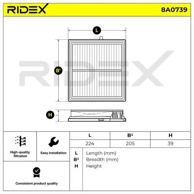 Filtr Powietrza RIDEX 8A0739 8A0739 - foto 6