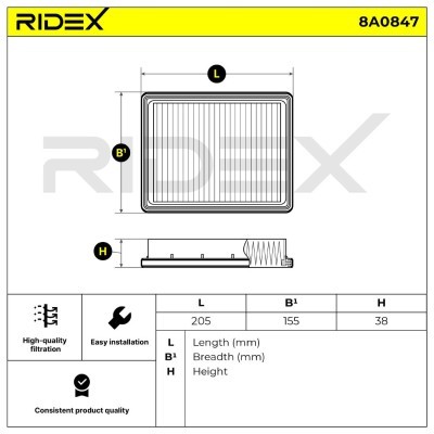 Filtr Powietrza RIDEX 8A0847 8A0847 - foto 6
