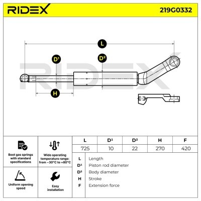 Amortyzator Pokrywy Bagażnika RIDEX 219G0332 219G0332 - foto 7