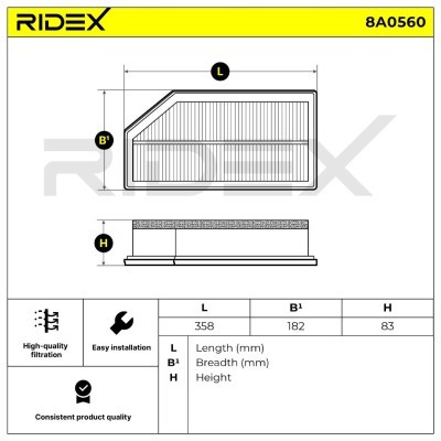 Filtr Powietrza RIDEX 8A0560 8A0560 - foto 6
