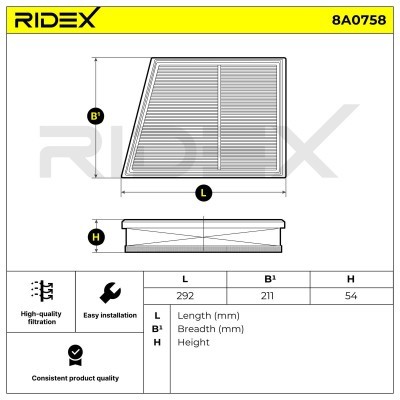 Filtr Powietrza RIDEX 8A0758 8A0758 - foto 6