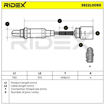 Sonda Lambda RIDEX 3922L0090 3922L0090 - foto 4