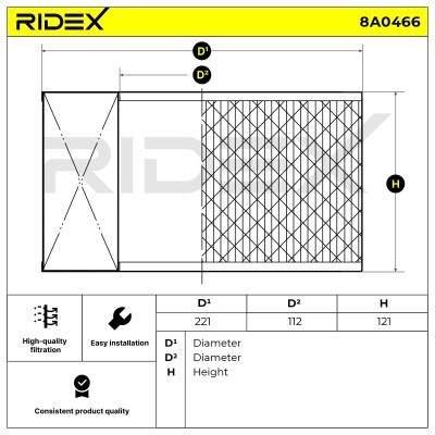 Filtr Powietrza RIDEX 8A0466 8A0466 - foto 6
